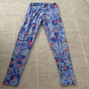 LuLaRoe Disney Blue and Pink Patterned Leggings